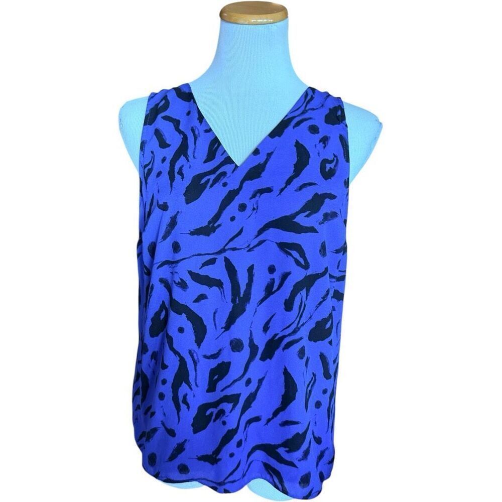 Womens Nine West Animal Print V Neck Sleeveless Top - Sz M